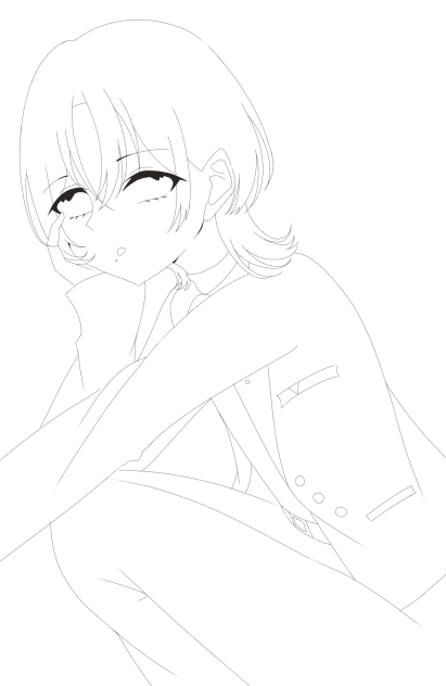 青くゆ色塗り線画