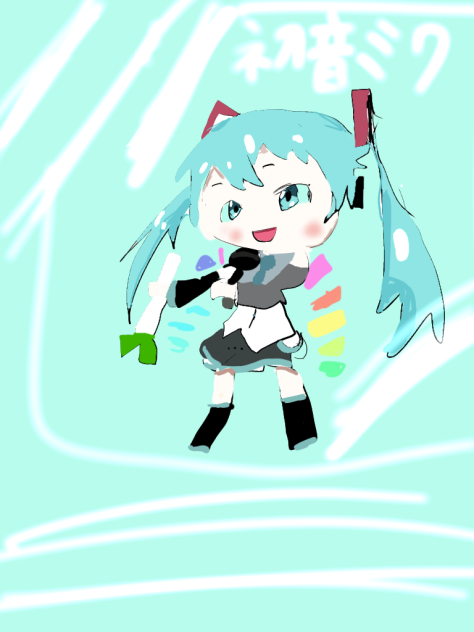 初音ミクのミニキャラを描いてみた！
