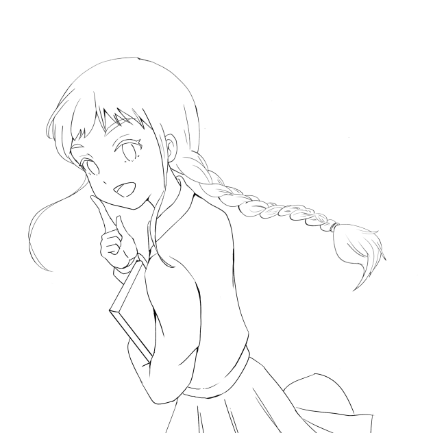 三つ編み(線画)