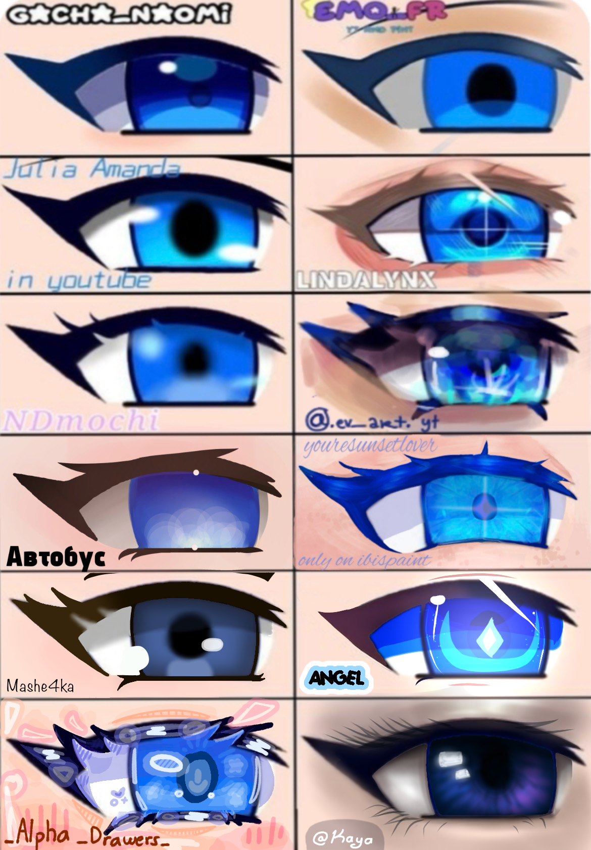 12 blue eyes from 12 different people - ibisPaint
