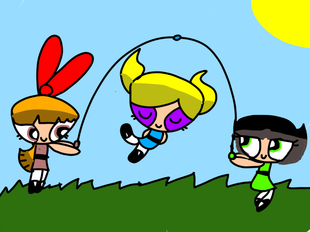 Powerpuff girls skipping rope fun