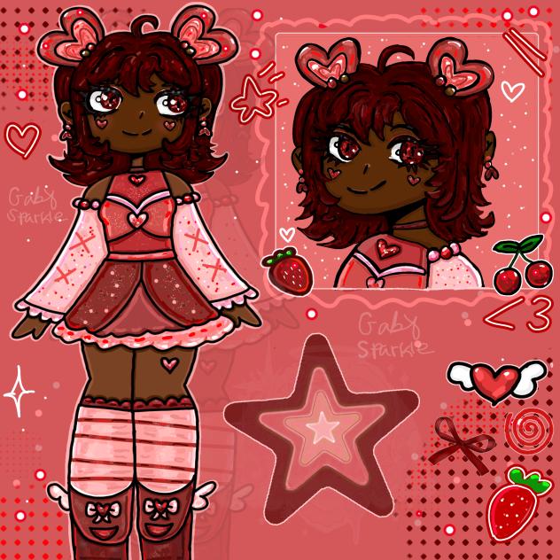 Strawberry themed girl, drawing