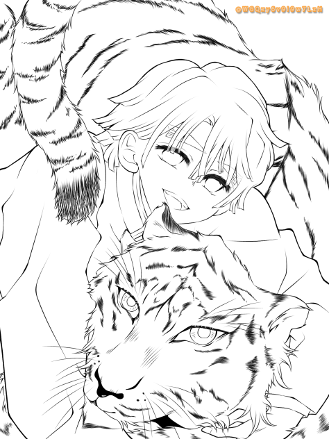 善逸と寅 線画