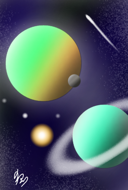 宇宙 久々に描いた