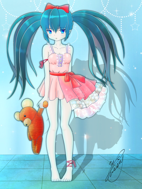 Little girl at night