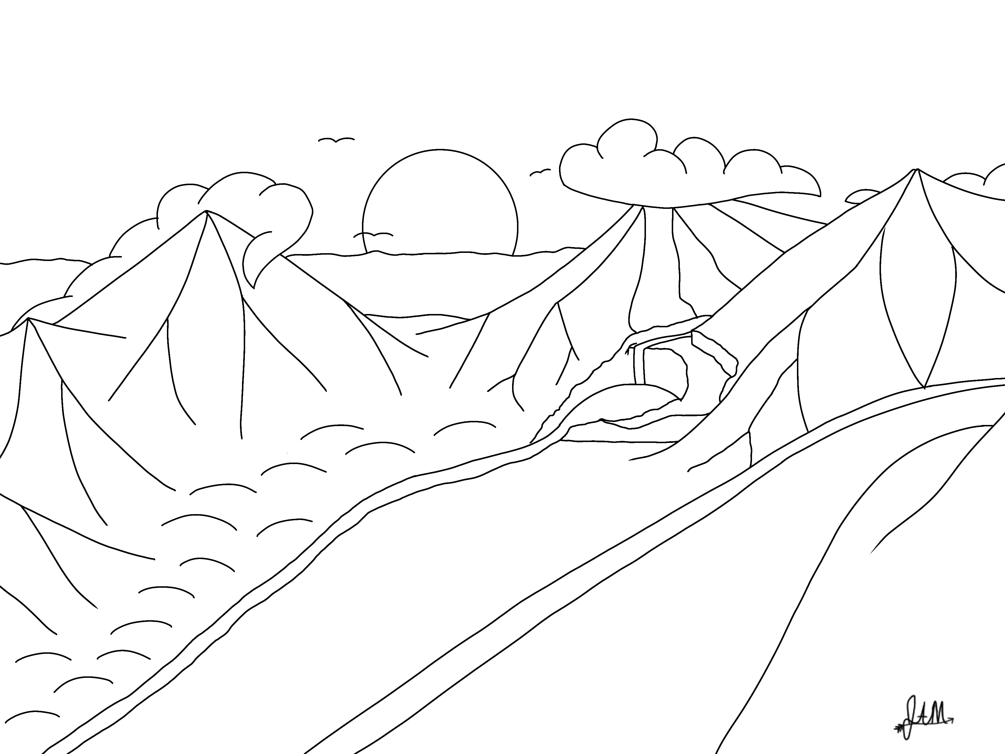 Mountains Lineart - ibisPaint