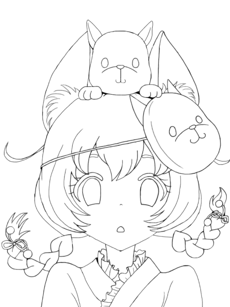 線画(白猫(コヨミ))