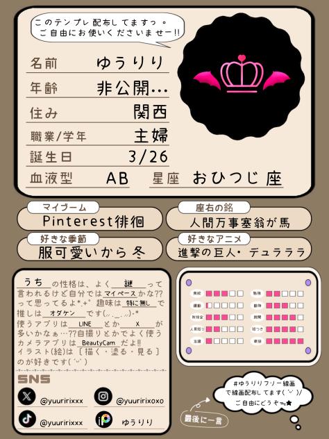 プロフィール帳ᯓ★