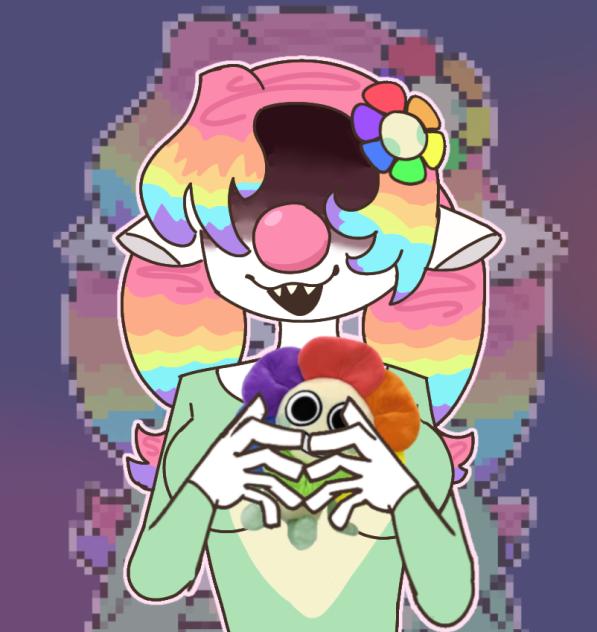 Qwel with a dandy plush