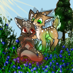 fox deer fawns