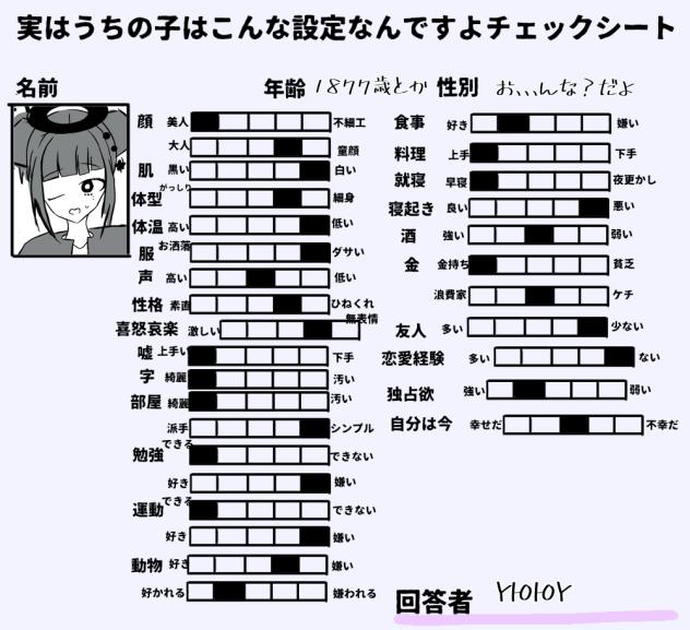 実はうちの子はこんな設定なんですよチェックシート - ibisPaint