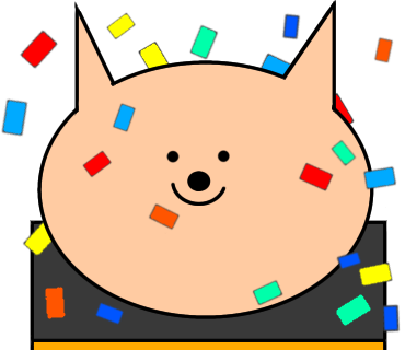 箱から飛び出してる動物のイラストを描きました(紙吹雪追加修正)