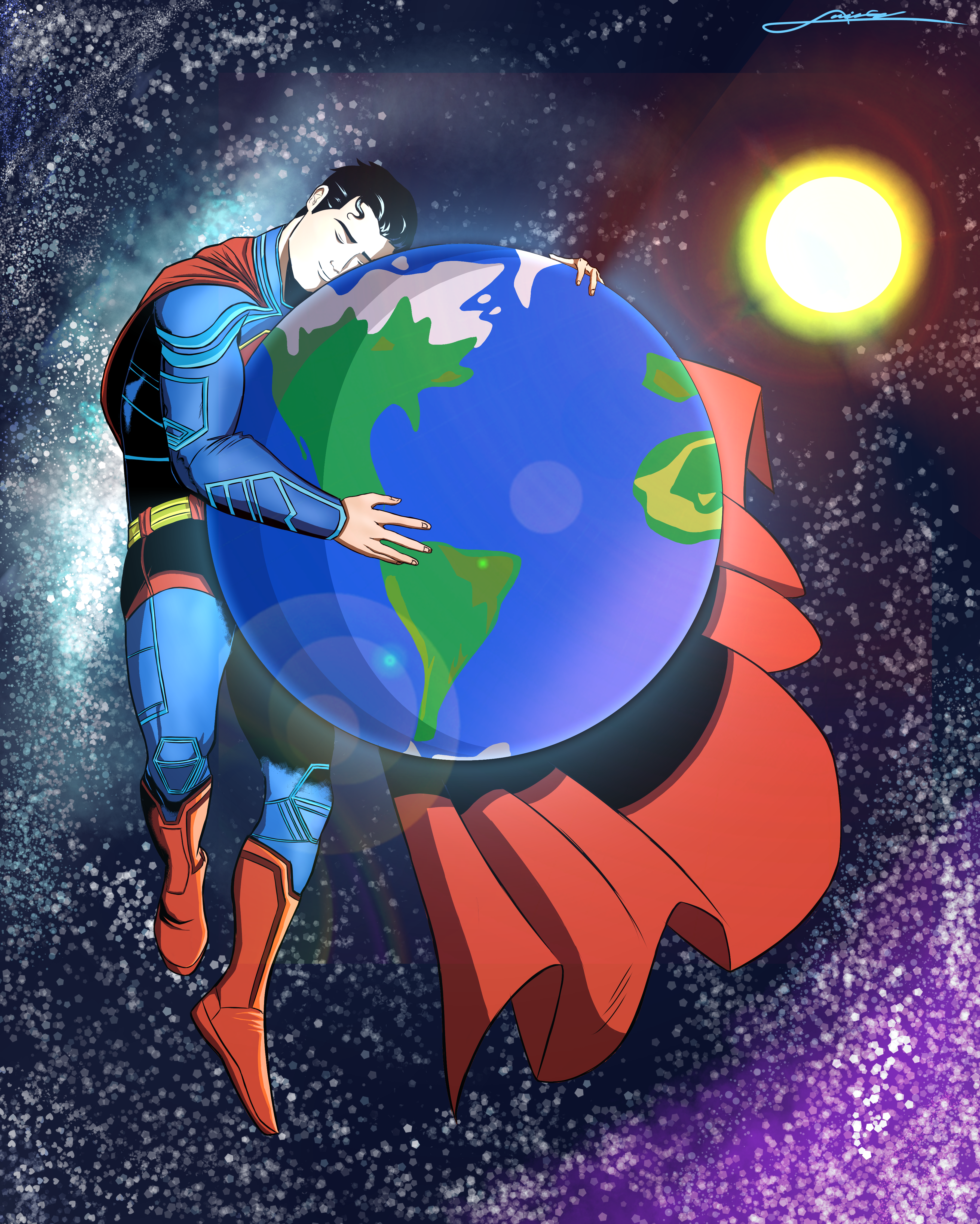 Superman y la tierra 🌎 - ibisPaint