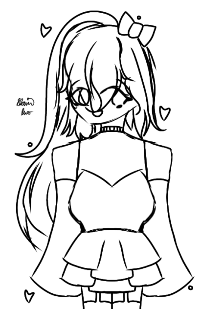 Girl with Ponytail to the Side Sketch
