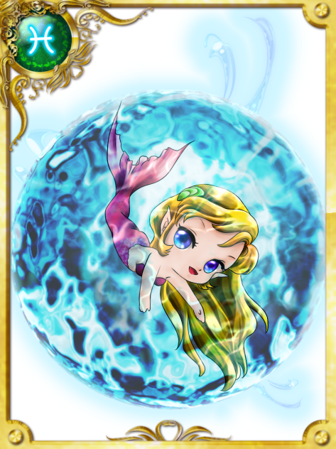 シリーズ１２星座 うお座をカード風に描いてみた