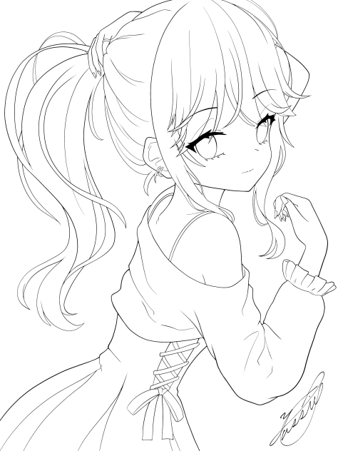 ポニ手（線画）