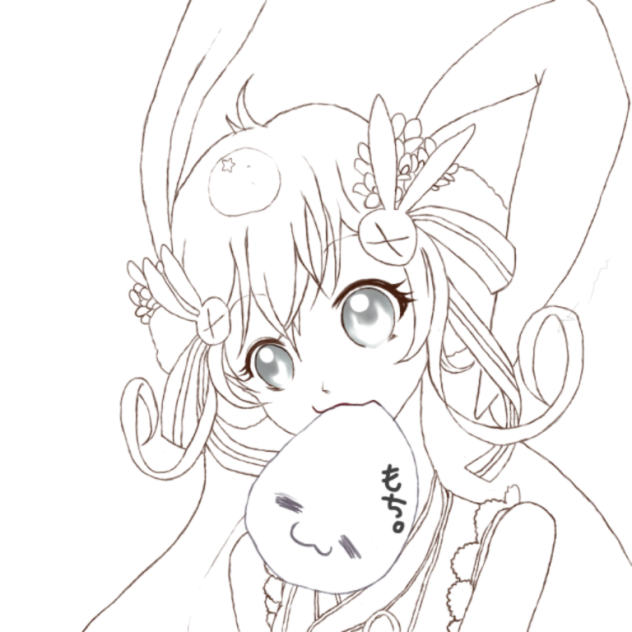 白猫 ツキミ線画