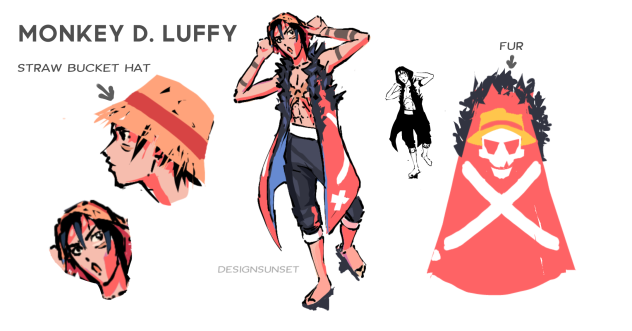 Luffy aged up - character design