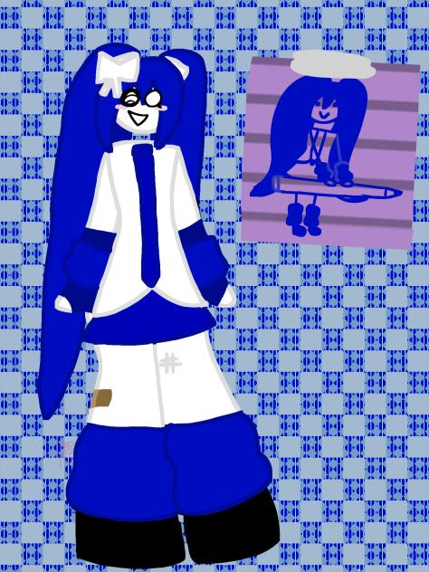 blue hair in pigtails