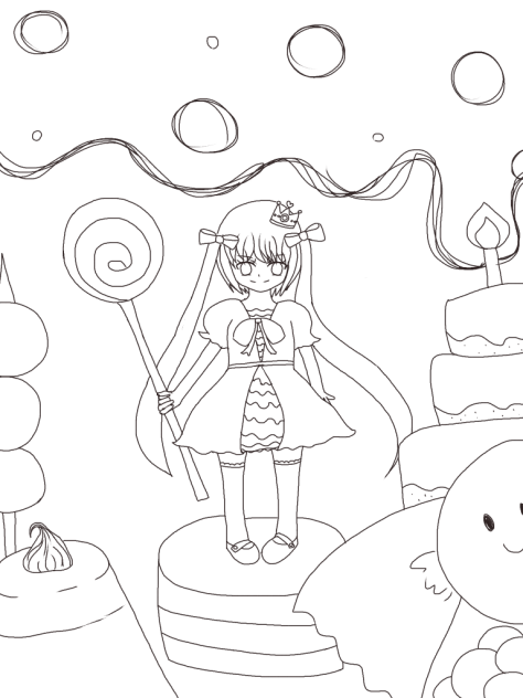 お菓子な国 線画