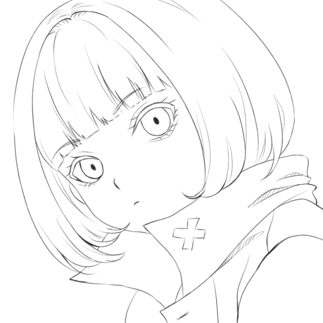 ぬりえ(ボブっ子)