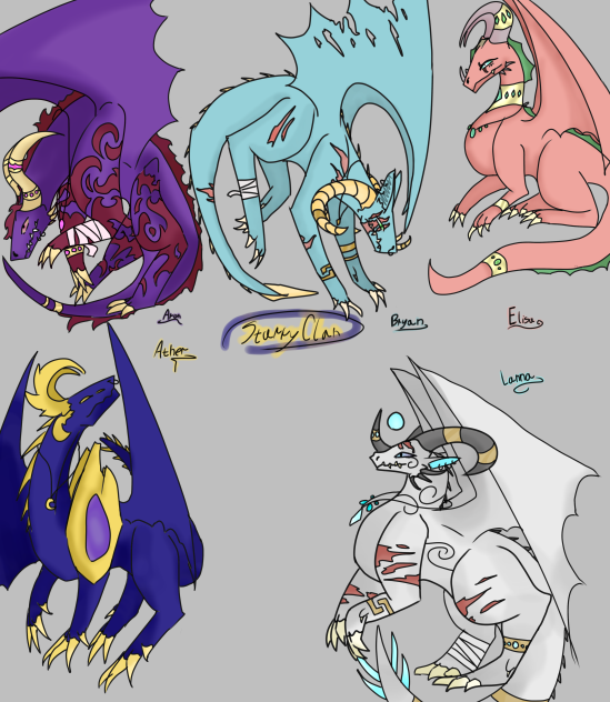 All my dragon ocs from starry clan