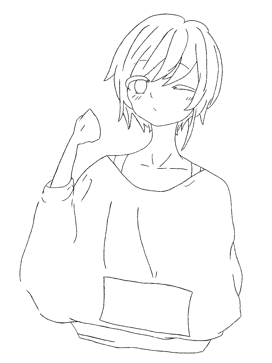 僕、こう見えて力持ちなんです！」 線画 - ibisPaint