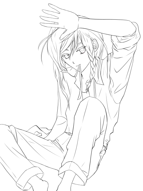 不機嫌な子 線画