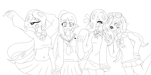 Line art of Me and Crayon's idol group