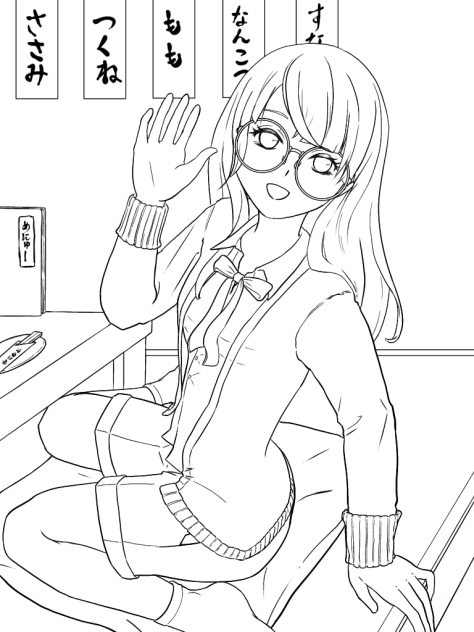 こっちこっち　線画