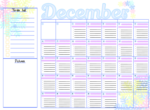 December calendar for notes - ibisPaint