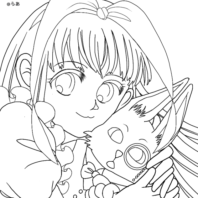 アリスとウサギさん（線画）