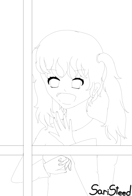 at the window (lineart)