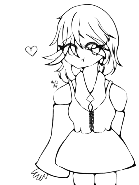 A Girl with Short Hair Lineart
