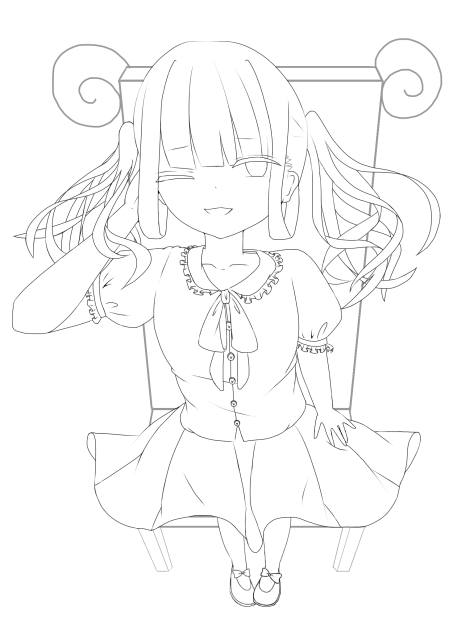 【線画】(´-ヮ・`)