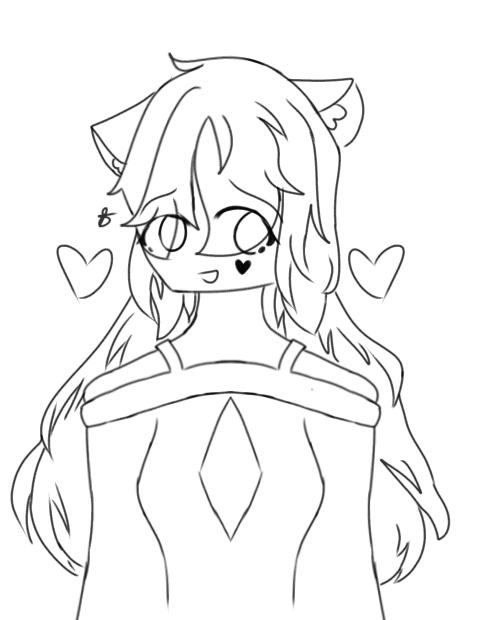 Beauty with 2 Little Hearts Lineart