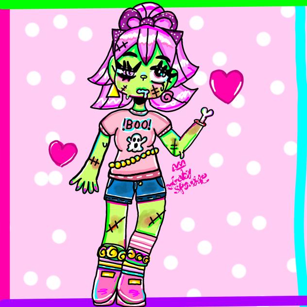 cute zombie girl drawing