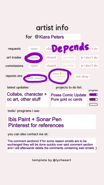 Artist Info + Update