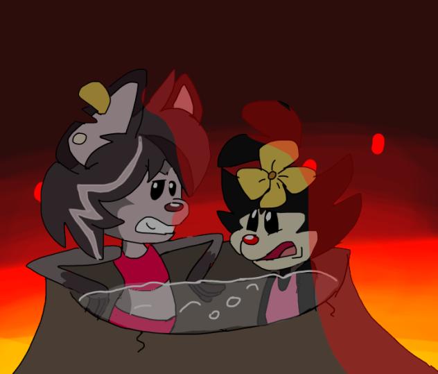 Hex and Dot in the hot tub 🌋💧🛁