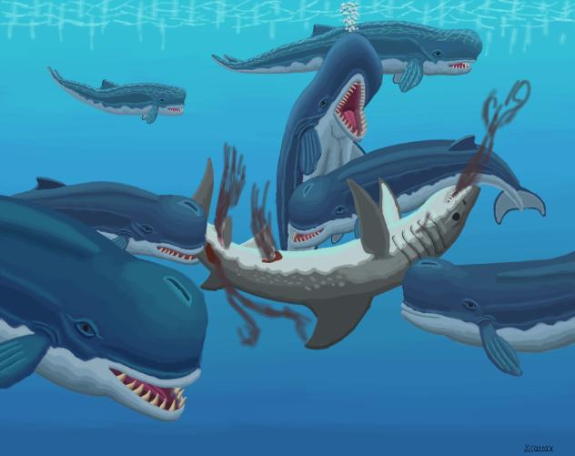 Livyatan Family Eating a Megalodon
