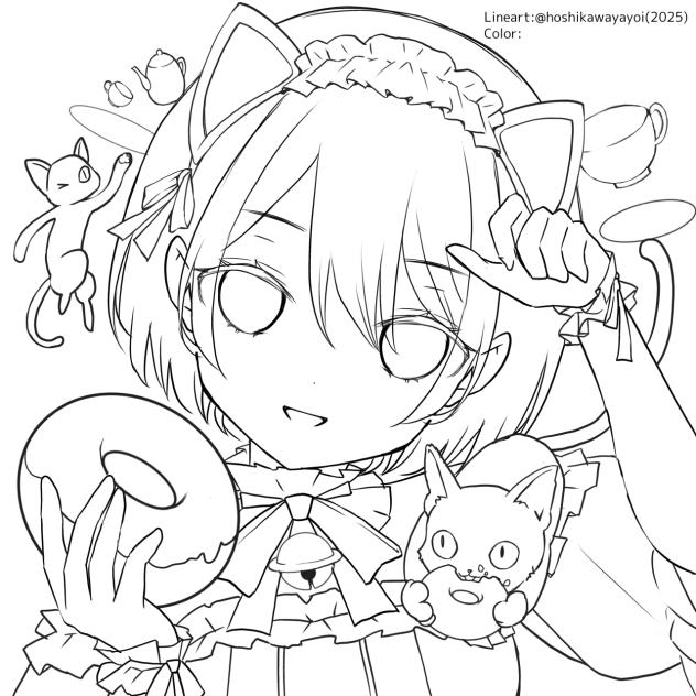 くろねこ喫茶(ぬりえ)