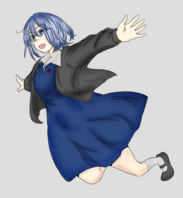 手を広げる女の子 色ぬり