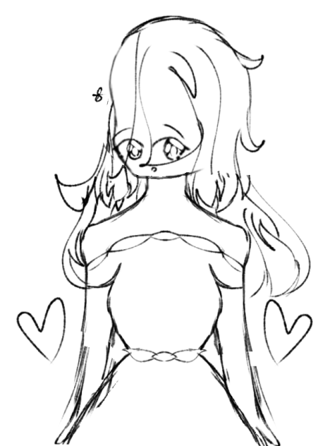 A Girl with 2 Hearts Sketch