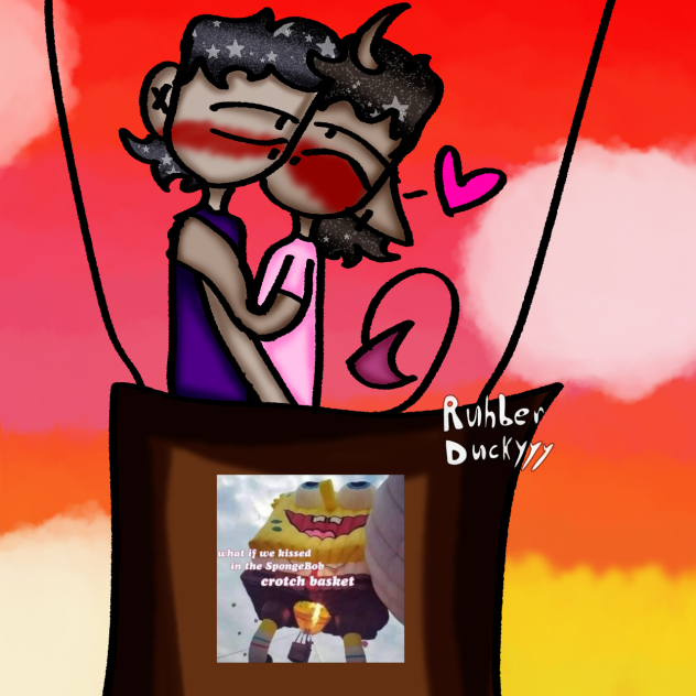 Kissing in the spongbob croch basket