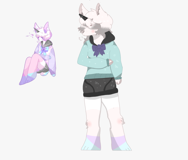 Unicorn furry with a broken horn