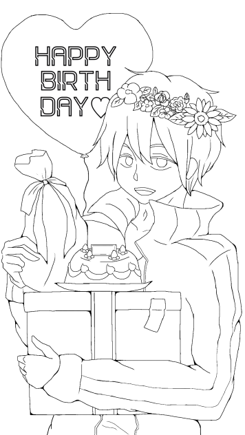 線画 シンタロー誕生日