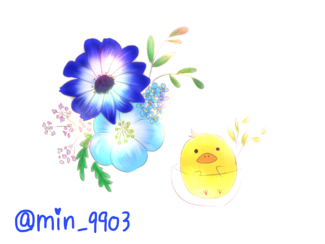 花とひよこ