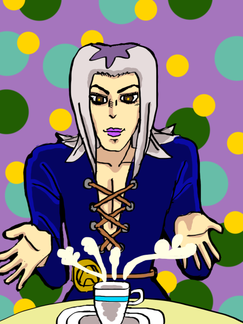 お茶をすすめるアバッキオ