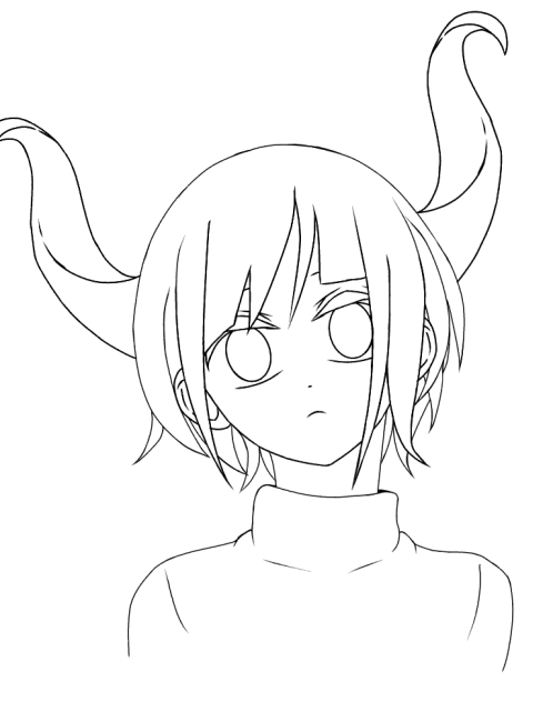おっとりの角の子 塗り絵