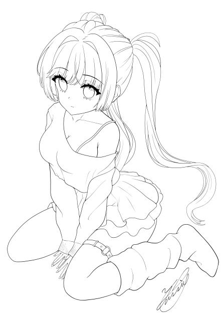 ラブリーワンショルダー（線画）